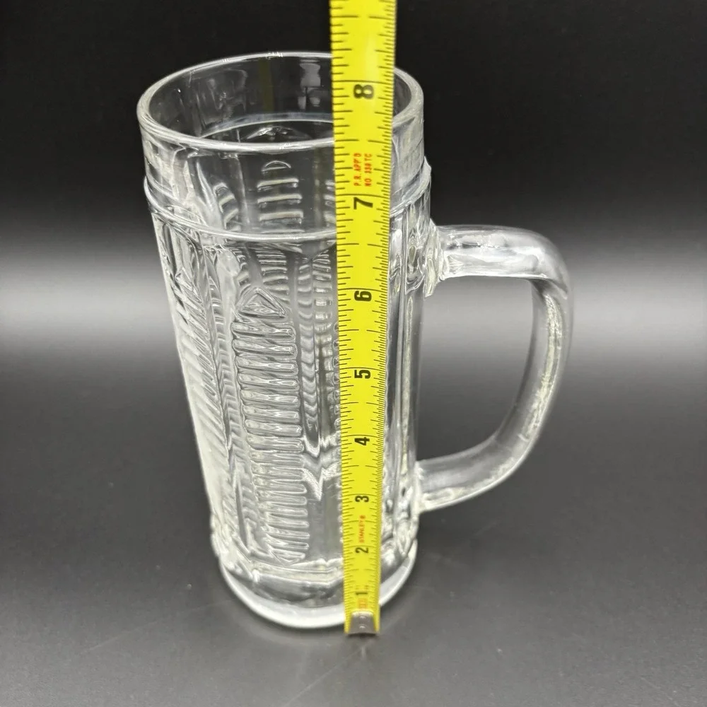 Bohemian Pressed‎ Glass German Tankard Mug Stein w Etched Ram Goat VTG 7.5